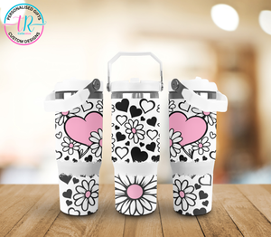 30oz Tumbler - Hearts & Flowers