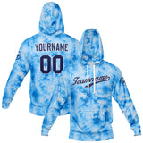 Custom Sweatshirt Hoodie For Men Women Girl Boy Print Your Logo Name Number Light Blue Tie Dyeing