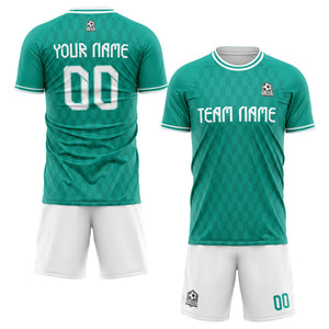 custom soccer set jersey kids adults personalized soccer green