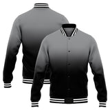 Custom Gradient Varsity Jacket Letterman jacket for Men, Women and Youth Grey Black