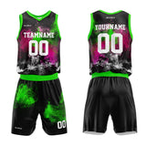 custom dazzle color basketball suit for adults and kids  personalized jersey green