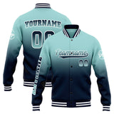 Custom Gradient Varsity Jacket Letterman jacket for Men, Women and Youth Light Teal Navy