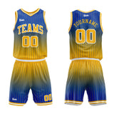 custom stripe gradient basketball suit for adults and kids  personalized jersey blue-yellow