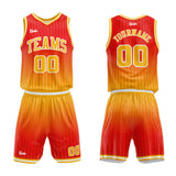 custom stripe gradient basketball suit for adults and kids  personalized jersey orange-yellow