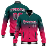 Custom Gradient Varsity Jacket Letterman jacket for Men, Women and Youth Dark Green Pink