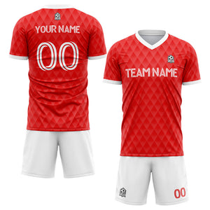 custom soccer set jersey kids adults personalized soccer red