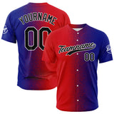 Custom Full Print Design Baseball Jersey Red-Royal