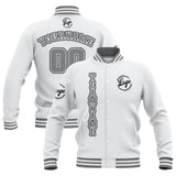 Custom White Grey Waterproof Varsity Jackets Personalized Stitched Name Number Logo to Letterman Jackets