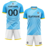 custom soccer set jersey kids adults personalized soccer light blue