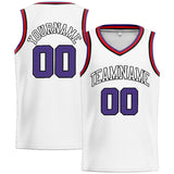 Custom Stitched Basketball Jersey for Men, Women And Kids White-Purple-Black-Red