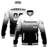 Custom Gradient Varsity Jacket Letterman jacket for Men, Women and Youth White Black