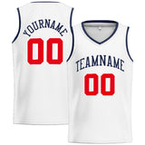 Custom Stitched Basketball Jersey for Men, Women And Kids White-Navy-Red