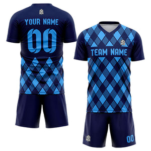 custom soccer set jersey kids adults personalized soccer blue