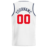 Custom Stitched Basketball Jersey for Men, Women And Kids White-Navy-Red