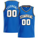 Custom Stitched Basketball Jersey for Men, Women And Kids Blue-White-Gold-Black