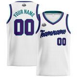 Custom Stitched Basketball Jersey for Men, Women  And Kids White-Purple-Teal