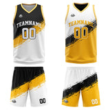 Custom Reversible Basketball Suit for Adults and Kids Personalized Jersey Black-Yellow-White