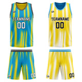 Custom Reversible Basketball Suit for Adults and Kids Personalized Jersey Light Blue&Yellow