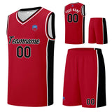 Custom basketball jersey shorts for men and women. Embroidered and printed name, number and logo Red