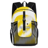 Customize Yellow White Sports Backpacks Featuring Personalized Names, Numbers and Logos