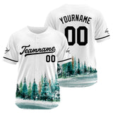 Custom Full Print Design Baseball Jersey white-green