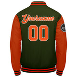 Custom Varsity Jacket Letterman jacket for Men, Women and Youth Olive green Orange