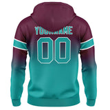 Custom Gradient Sweatshirt Hoodie For Man Woman Girl Boy Print Your Logo Name Number Burgundy&Teal