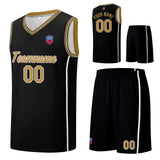 Custom basketball jersey shorts for men and women. Embroidered and printed name, number and logo Black