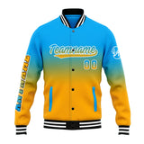 Custom Gradient Varsity Jacket Letterman jacket for Men, Women and Youth Light Blue Orange