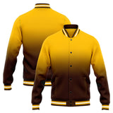 Custom Gradient Varsity Jacket Letterman jacket for Men, Women and Youth Yellow Brown