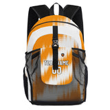 Customize Orange White Sports Backpacks Featuring Personalized Names, Numbers and Logos