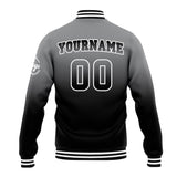 Custom Gradient Varsity Jacket Letterman jacket for Men, Women and Youth Grey Black