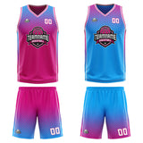 Custom Reversible Basketball Suit for Adults and Kids Personalized Jersey Hot Pink-Blue