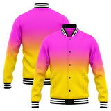 Custom Gradient Varsity Jacket Letterman jacket for Men, Women and Youth Pink Yellow