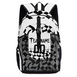 Customize White Black Sports Backpacks Featuring Personalized Names, Numbers and Logos