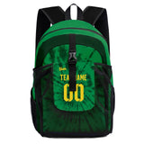 Customize Green Sports Backpacks Featuring Personalized Names, Numbers and Logos