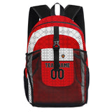 Customize Red Sports Backpacks Featuring Personalized Names, Numbers and Logos