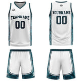 Custom White Dark Green Basketball Jersey Uniform Suit Printed Your Logo Name Number