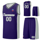 Custom basketball jersey shorts for men and women. Embroidered and printed name, number and logo Purple