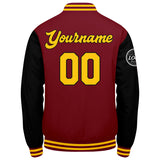 Custom Varsity Jacket Letterman jacket for Men, Women and Youth Crimson Black Yellow