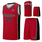 Custom basketball jersey shorts for men and women. Embroidered and printed name, number and logo Red&Black