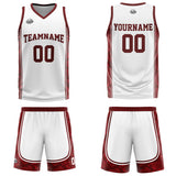 Custom White Dark Red Basketball Jersey Uniform Suit Printed Your Logo Name Number