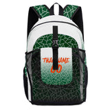 Customize Green White Sports Backpacks Featuring Personalized Names, Numbers and Logos