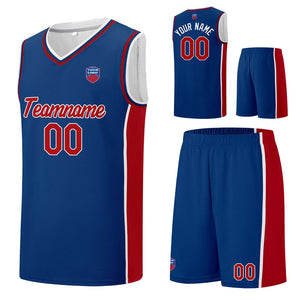 Custom basketball jersey shorts for men and women. Embroidered and printed name, number and logo Blue