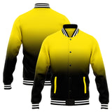 Custom Gradient Varsity Jacket Letterman jacket for Men, Women and Youth Yellow Black