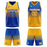 Custom Reversible Basketball Suit for Adults and Kids Personalized Jersey Blue-Yellow