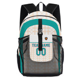 Customize Orange Teal Sports Backpacks Featuring Personalized Names, Numbers and Logos