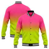 Custom Gradient Varsity Jacket Letterman jacket for Men, Women and Youth Pink Chartreuse