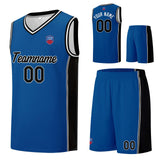 Custom basketball jersey shorts for men and women. Embroidered and printed name, number and logo Blue