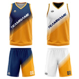 Custom Reversible Basketball Suit for Adults and Kids Personalized Jersey Navy&Yellow